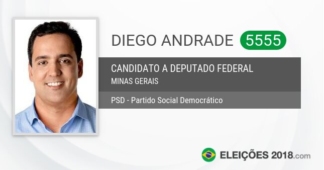 Santinho de Diego Andrade - 5555 - Candidato a Deputado Federal
