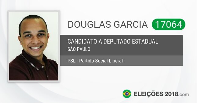Santinho de Douglas Garcia - 17064 - Candidato a Deputado Estadual