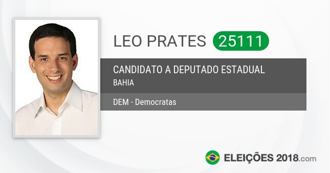 Santinho de Leo Prates - 25111 - Candidato a Deputado Estadual