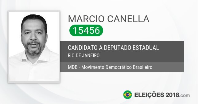Santinho de Marcio Canella - 15456 - Candidato a Deputado Estadual