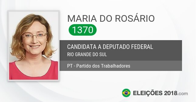 Santinho de Maria do Rosário - 1370 - Candidata a Deputada Federal